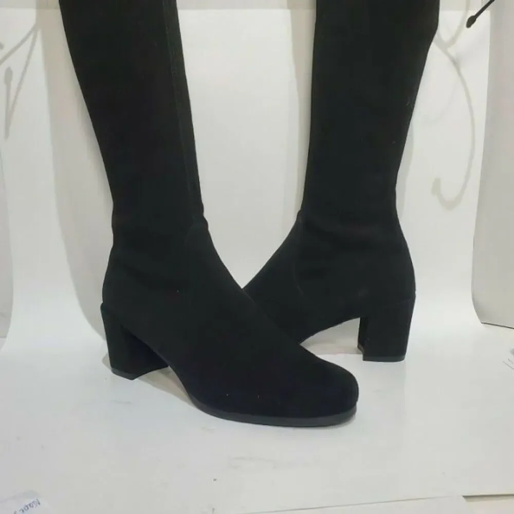 Stuart Weitzman women OTK boots Hinterland black suede heel sz 8.5 new